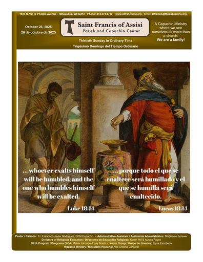 Sunday October 26, 2025 Mass Bulletin