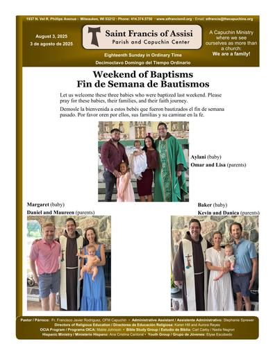 Sunday August 3, 2025 Mass Bulletin