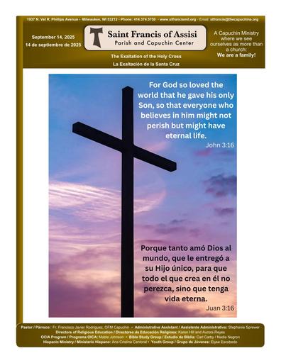 Sunday September 14, 2025 Mass Bulletin