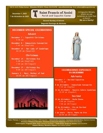 Sunday December 7, 2025 Mass Bulletin