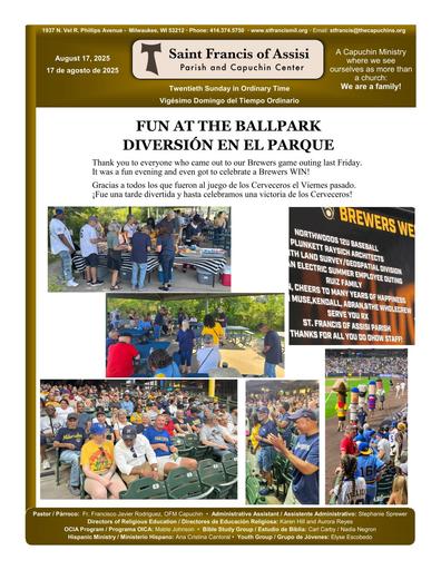 Sunday August 17, 2025 Mass Bulletin