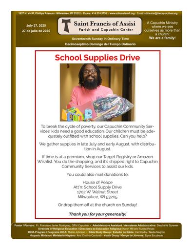 Sunday July 27, 2025 Mass Bulletin